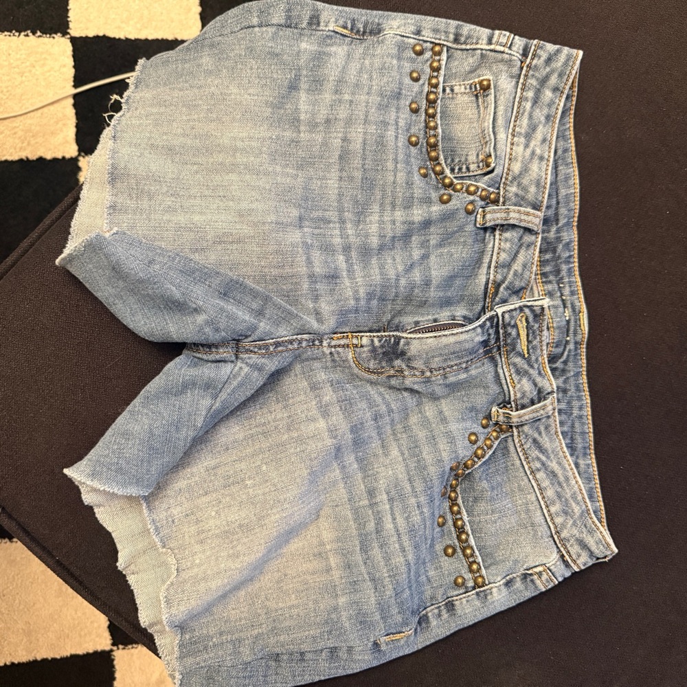 Light Blue Denim Studded Women's Shorts